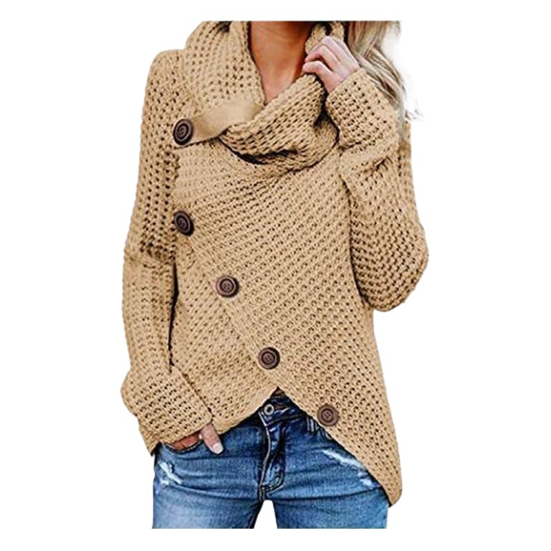 Suéter de punto de manga larga 2026, estilo europeo y americano, nuevo jersey de cuello alto de color liso para mujer, disponible en eBay y Amazon image 1