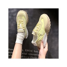 帆布透气德训休闲鞋2025新款潮流时尚百搭厚底系带运动阿甘鞋黄色