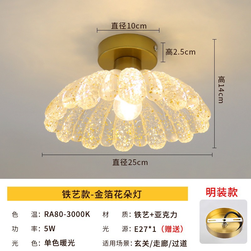 Lámpara de techo con flecos estilo medieval de hierro, vidrio y acrílico con luz LED para sala de estar y dormitorio