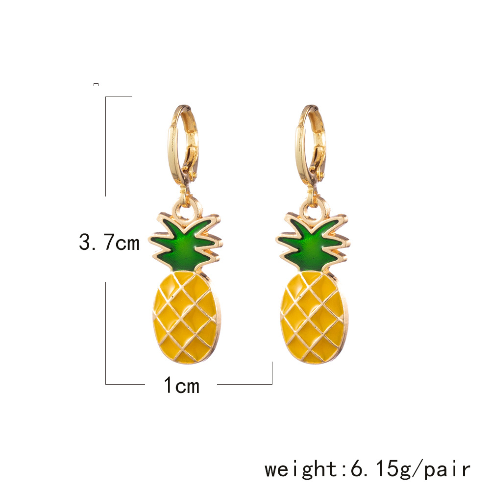 New Personality Cartoon Compact Pineapple Earrings Fashion Alloy Fruit Earrings Ear Clip display picture 1