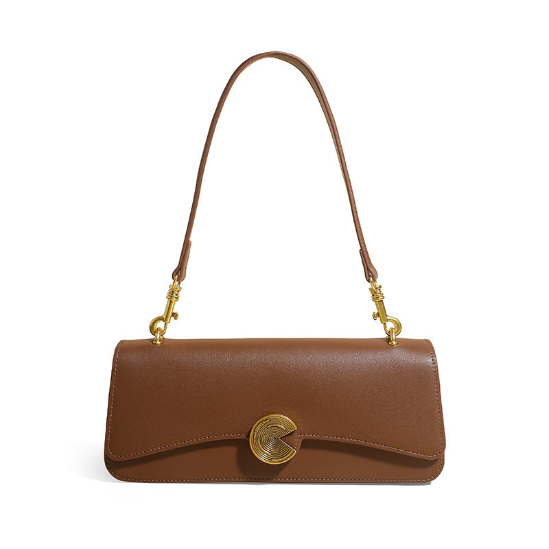 Genuine Leather Underarm Bag 2026 New Arrival Luxury Handheld Baguette Bag Women's Niche Crossbody Leather Shoulder Bag - Thumbnail 7