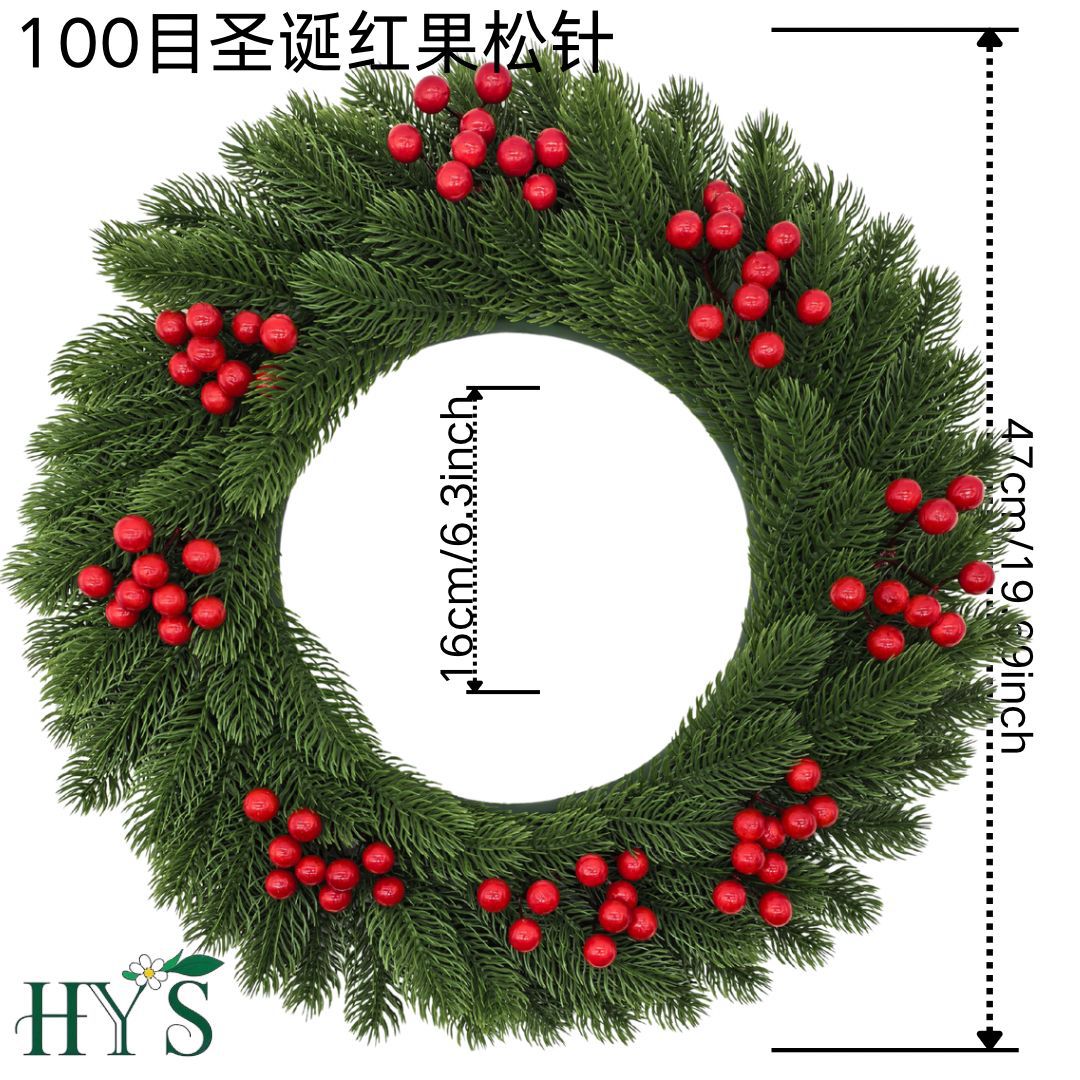 Navidad transfronteriza grasa anillo de pino Knox pin festival simulación guirlanda de flores navideñas decoración navideña puertas colgantes navideñas nuevo