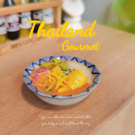 微缩玩具模型 娃娃屋配件 泰国菜品 迷你大盘菜 冬阴功汤 T109-B
