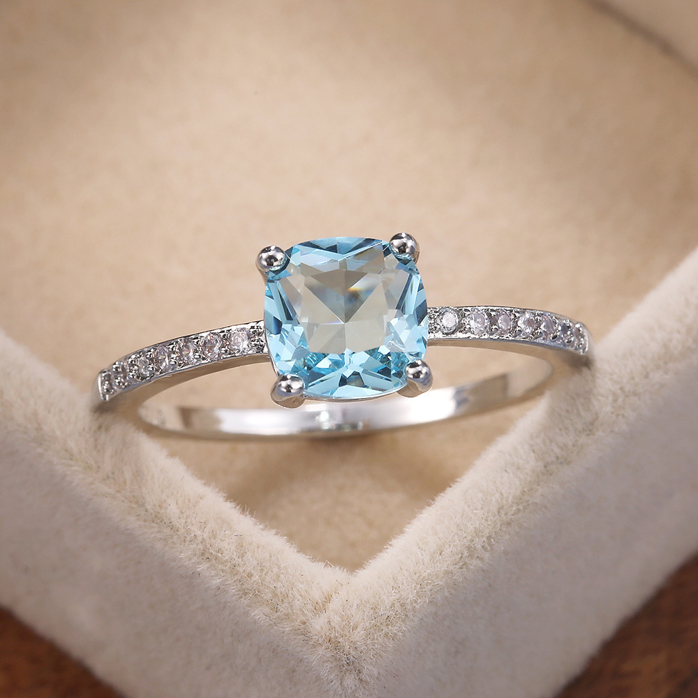 1 Piece Square Rings Zinc Alloy Zircon Women's Shiny Rings display picture 1