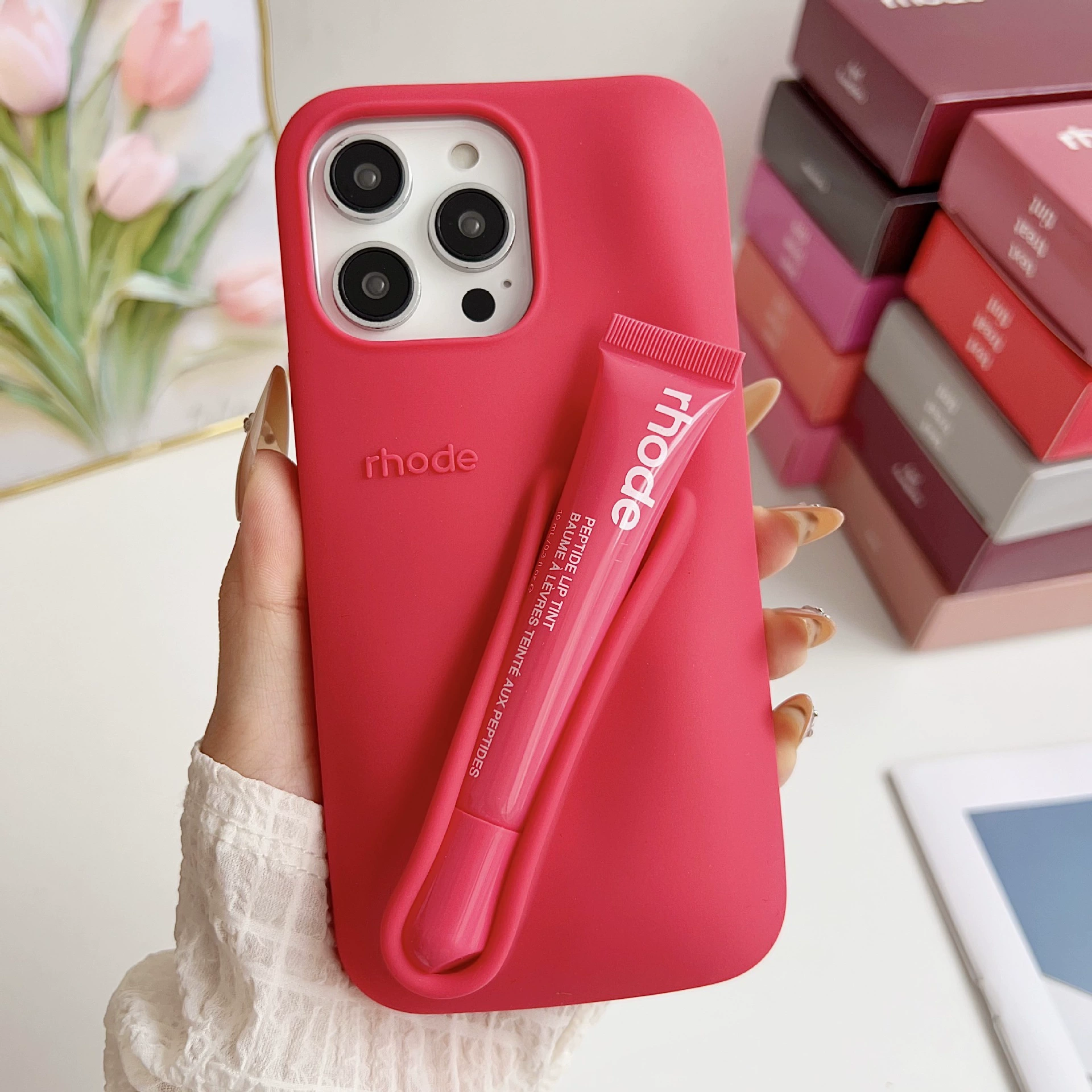 Чехол для телефона (Rhode) с Lip-Gloss силиконовый чехол, нескользящий, совместим с iPhone 11–17/Plus/Pro/Max