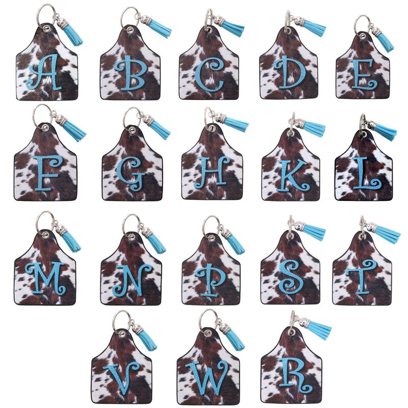 Retro West Farm Sign Dairy Animal Fur Letter Print Leather Oil Edge Keychain Custom Retro West Farm Sign Dairy Animal Fur Letter Print Leather Oil Edge Keychain Custom