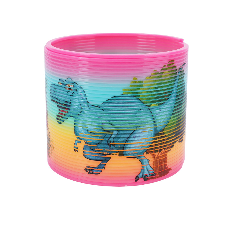 Tiktok mismo estilo mediano y gran anillo de arco iris de dinosaurio en línea popular anillo de Primavera de dibujos animados para niños anillo de arco iris de juguete al por mayor image 6