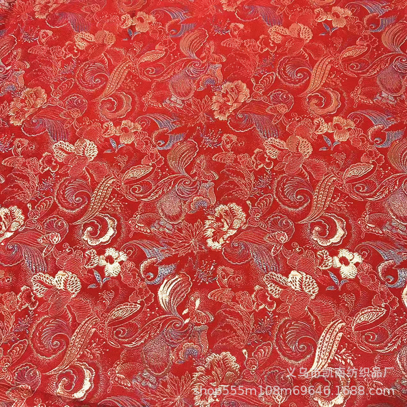 Butterfly-Patterned High-Density Brocade Satin Fabric, Antique-Style Butterfly Design, Fabric for Cheongsam and Tang Suit, Redwood Sofa Cushion Fabric Wholesale