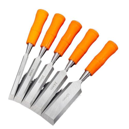 Red plastic handle through-core woodworking chisel 8-32mm single blister card percussion wood carving chisel woodworking chisel