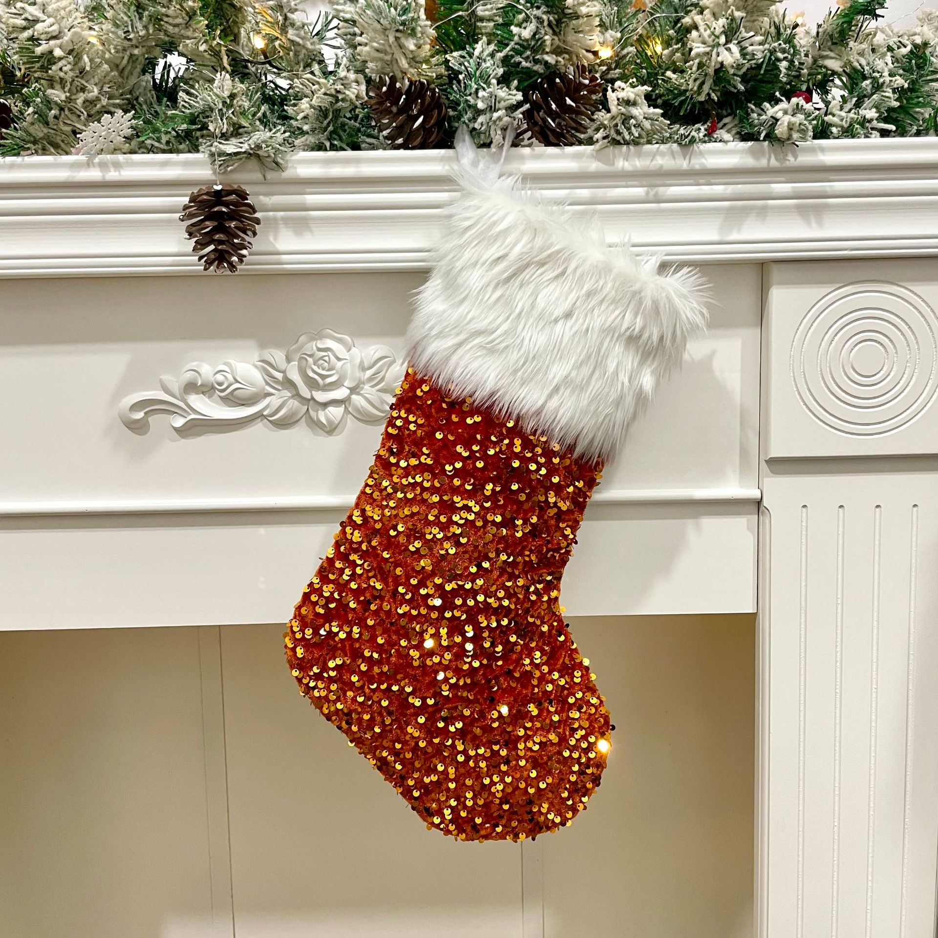 Nuevos productos transfronterizos regalos de Navidad bolsas de dulces de peluche calcetines de Navidad colgantes de árbol de Navidad artículos de decoración de Navidad