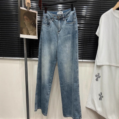 韩版风格潮流白口袋设计 女休闲显瘦牛仔长裤