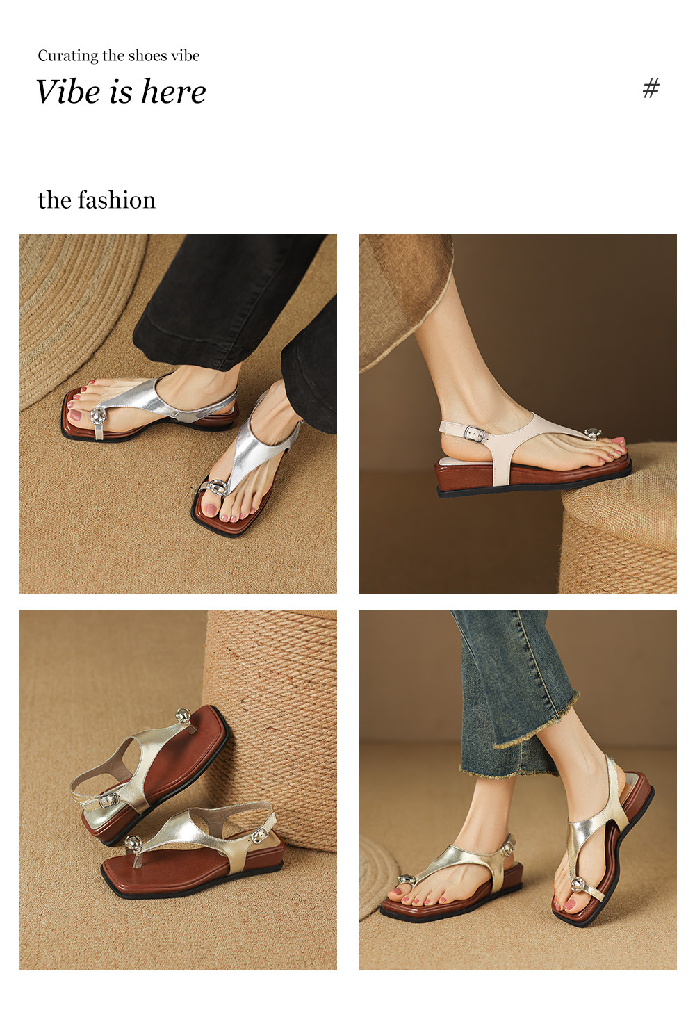 Sandal xỏ ngón nữ đế bệt phong cách nghỉ dưỡng — màu vàng chi tiết 1