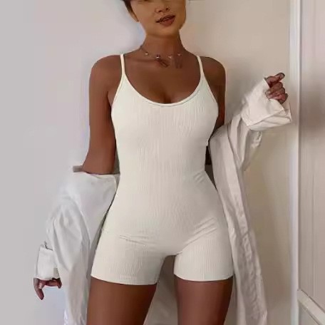 2024 Cross-border European and American Export Women's Clothing Amazon Aliexpress Popular Summer Sexy Suspender Tight Jumpsuit Shorts