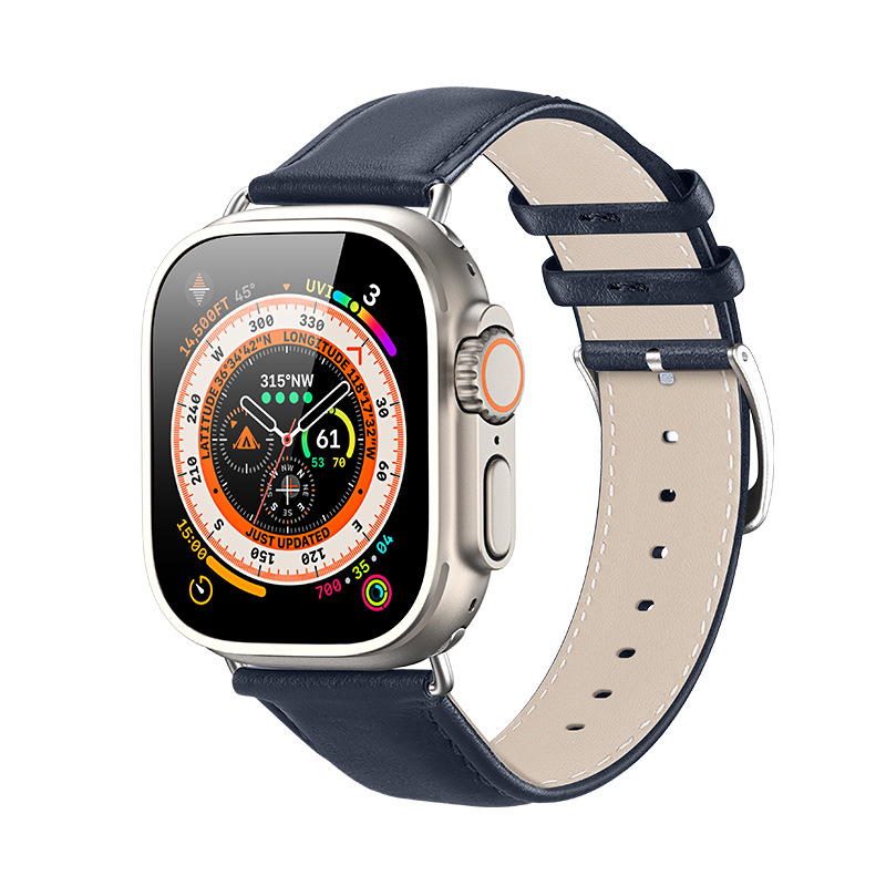 Adecuado para Apple correa de cuero applewatch correa de reloj de negocios primera capa de piel de vaca correa de muñeca impermeable a prueba de sudor