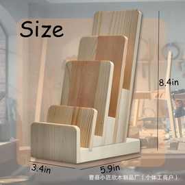 亚马逊木质桌面卡片收纳架立体名片信件储存架桌上便签文档架