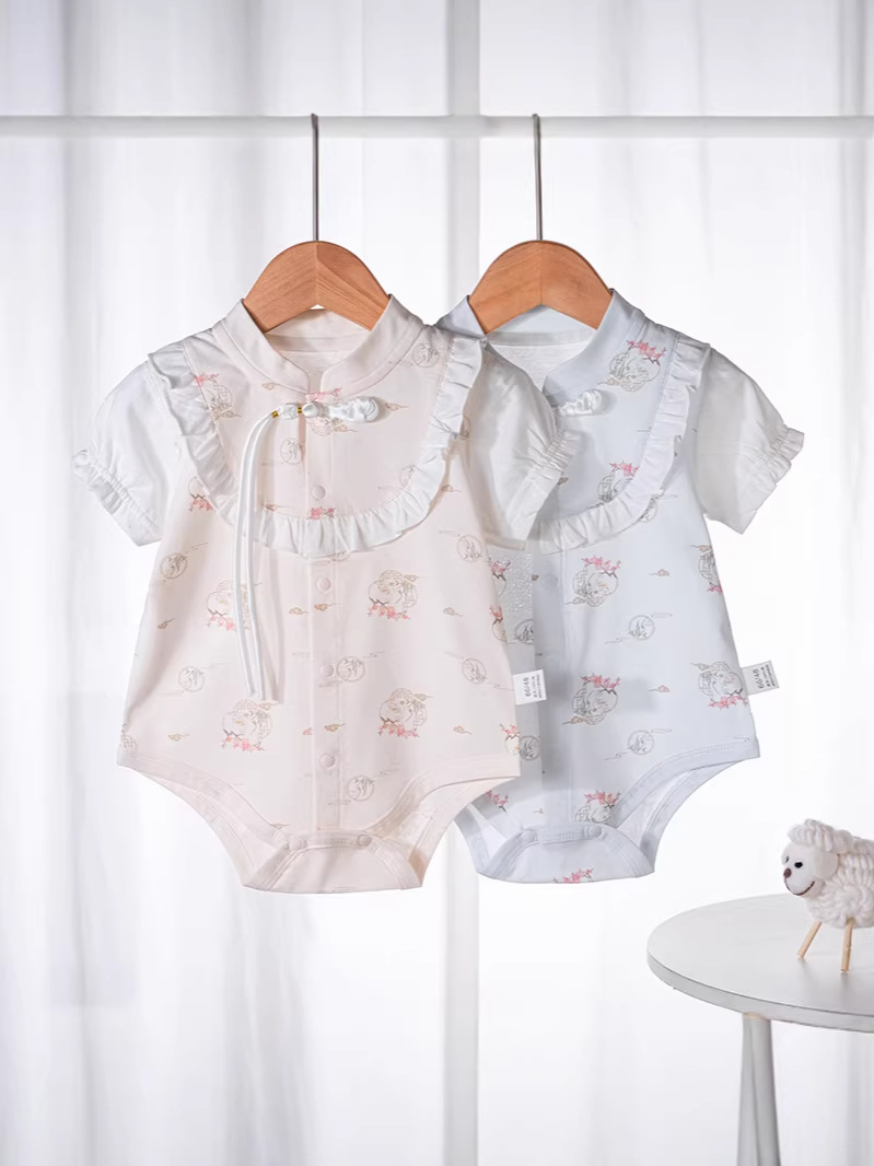 Uniforme de bebé de verano de manga corta de algodón de clase A, chaqueta de peldaño, ropa de escalada de bebé de clase A, algodón de verano vacío