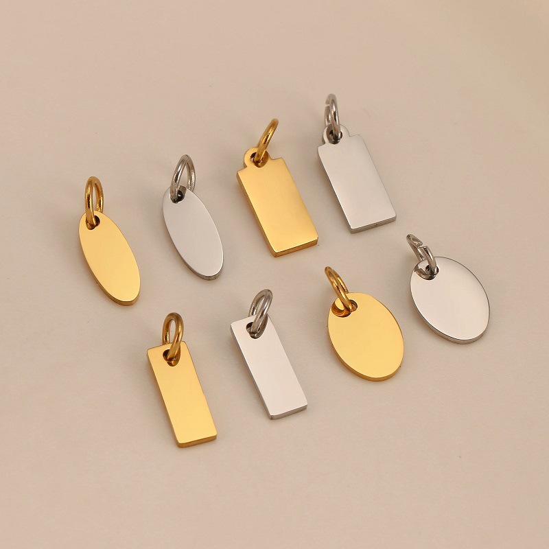 3g Weight Pendant Jewelry Making Type Real Gold Plated Plating Material 5 PCS/Package Quantity 304 Stainless Steel Material Heart Shape, Rectangle Pattern Simple Style Style Plating Craft 5 PCS/Package Stainless Steel Heart Shape Rectangle Polished Pendant Tail Plate 5