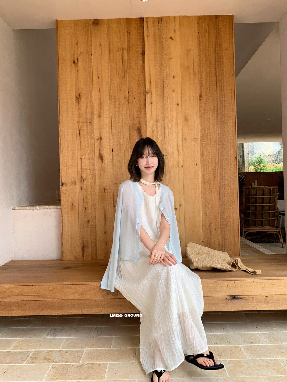 Đầm maxi nữ không tay chất liệu Tencel phong cách nghỉ dưỡng Hàn Quốc — trắng sữa, Bột cam, xanh lá cây chi tiết 14