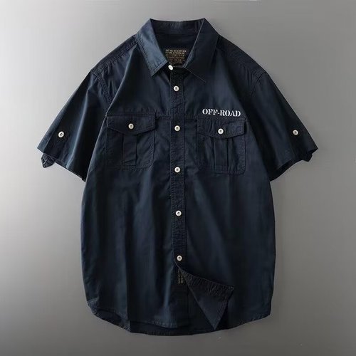 2024工装衬衫男夏装港风学生宽松小众设计感趣味新款男装上衣外穿