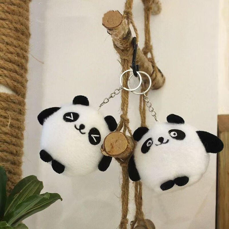 Plush Pendant Cute Panda Doll Short Plush Three-Dimensional Cute Smiling Doll Keychain Decorative Toy Wholesale Plush Pendant Cute Panda Doll Short Plush Three-Dimensional Cute Smiling Doll Keychain Decorative Toy Wholesale