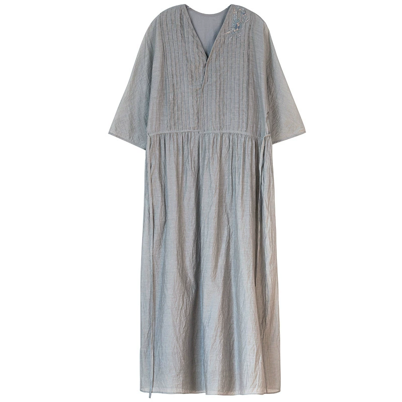 2025 весна и лето новое вышитое платье рами прохладное и легкое художественное платье