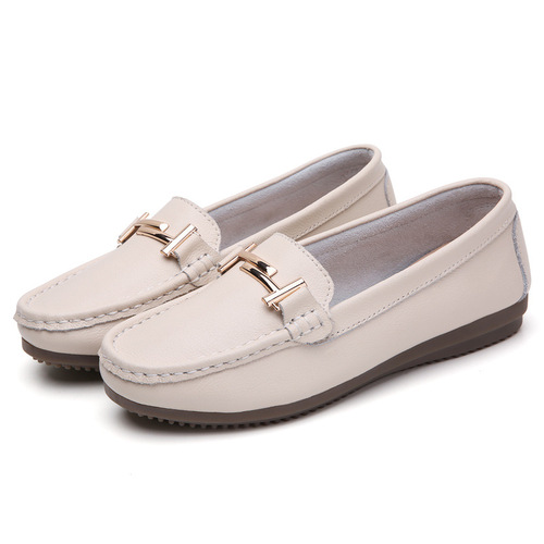  Spring New Bean Bean Shoes Casual Women's Shoes Korean Version Metal Cover Foot Mother Nurse Commute Shoes