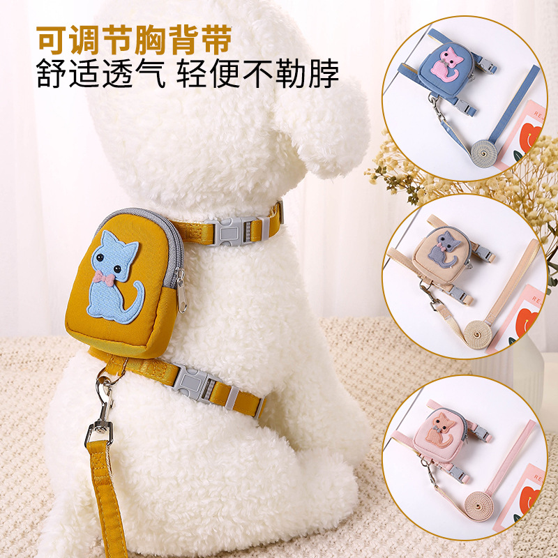 Mochila para mascotas oso de peluche Correa gato perro correa de pecho Cadena de perro cuerda para caminar monedero gato cuerda para caminar