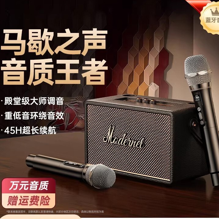 New Model Huaqiangbei Audio Karaoke Microphone and Speaker Integrated Home Ktv Wireless Microphone High-Quality Portable Speaker
