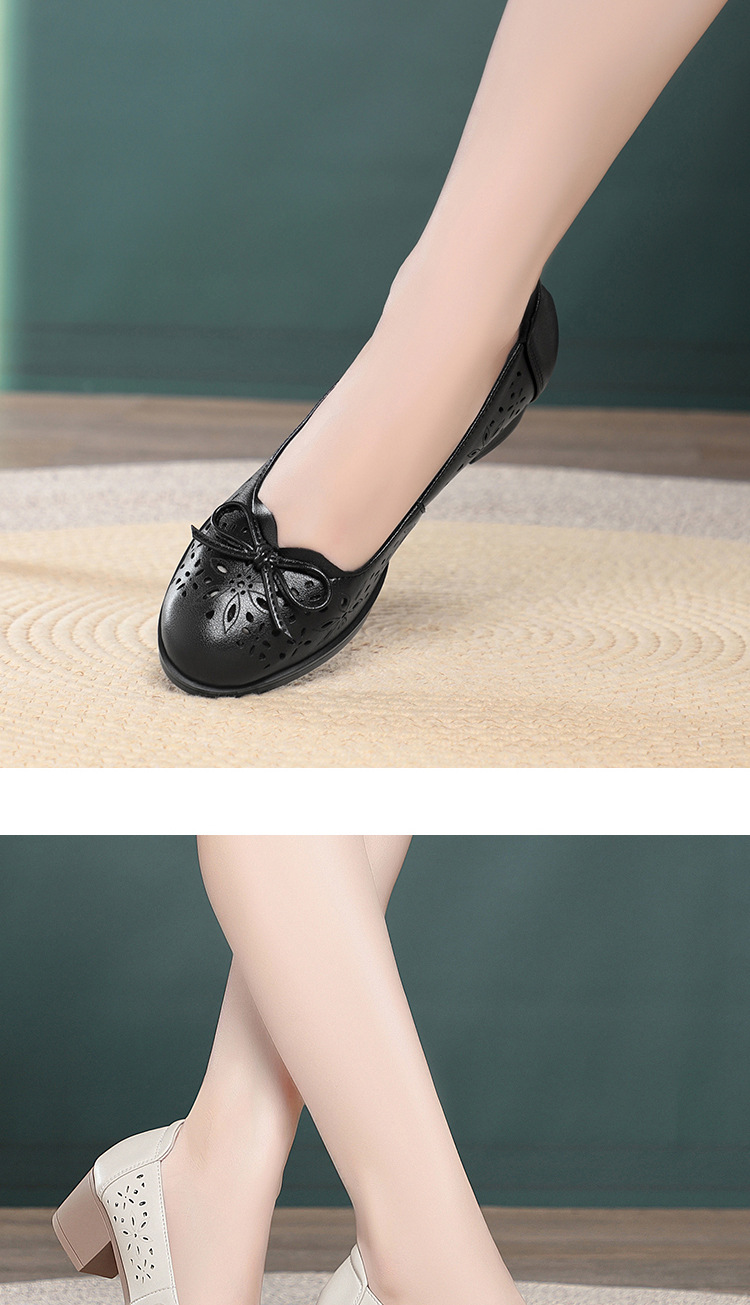 Giày sandal nữ da mềm đế bệt chống trượt — màu be chi tiết 9