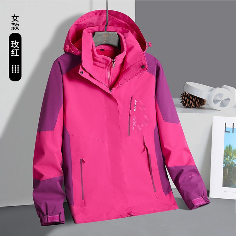 Outdoor Winter Jacket for Women, Rose Red Warm Workwear, Middle-Aged and Elderly Coat, Team Uniform, Kindergarten Teacher Uniform