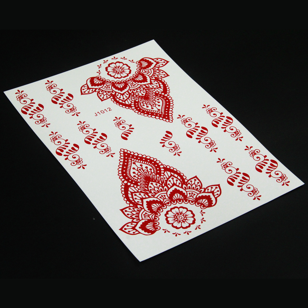 Parte posterior de la mano India Hina tatuaje etiqueta engomada Vermilion Hannah encaje tatuaje etiqueta engomada de transferencia de agua