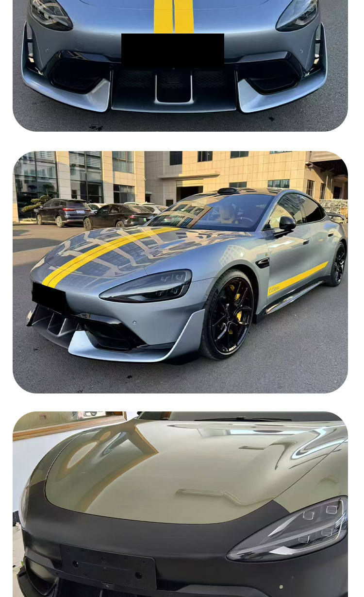Suitable for Xiaomi Su7 Modified Ultra Front Bumper Large Surround Kit Mass Production Version Pp Injection Molded Front Bumper Front Lip Surround