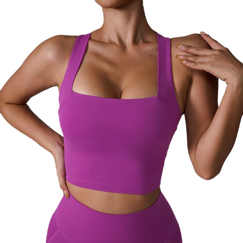Ins 2024 Cross-Border Sports Bra, Nudist Invisible Shockproof Sports Bra with Back Cross Cup for Yoga