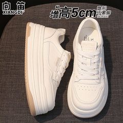 真皮板鞋女款厚底增高小白鞋2025新款秋季百搭轻便学生休闲运动鞋