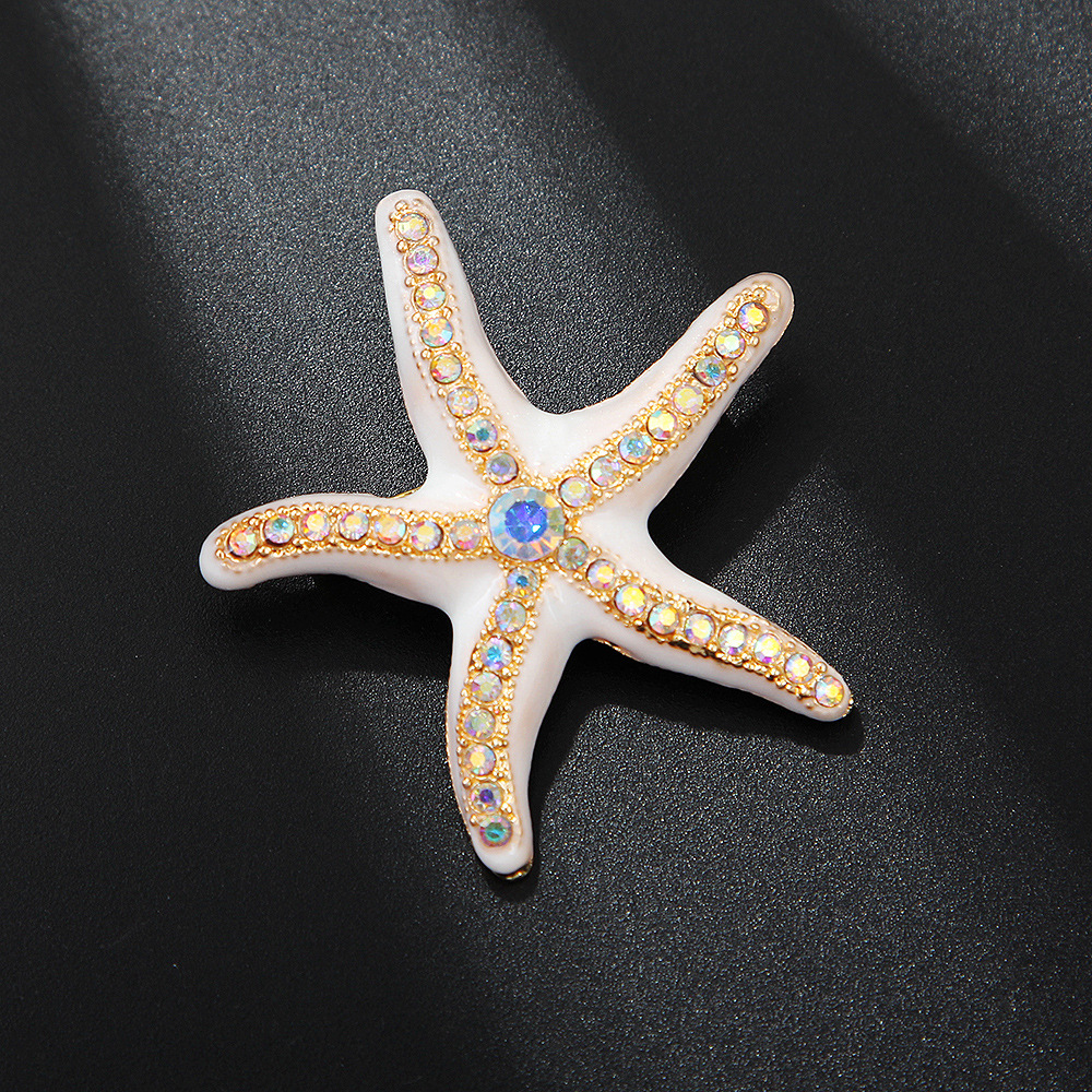 Enamel starfish brooch for women's summer clothing, men's hat decoration pin, metal light luxury accessory, starfish brooch