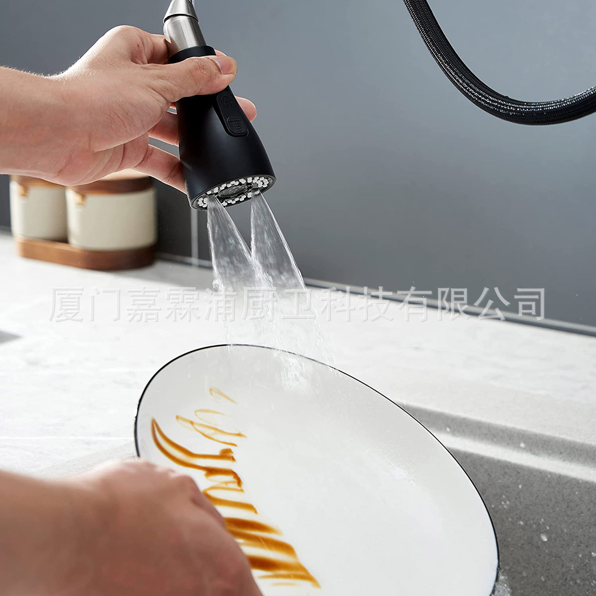 Cross-border kitchen sink, three-function, double-blade water, mesh water, small waist, pull-out faucet, shower head undefined