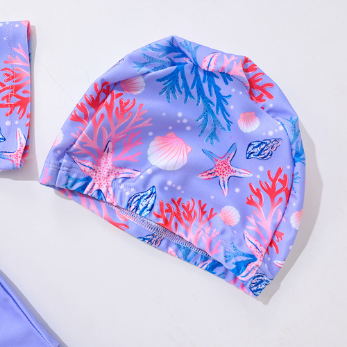 Factory wholesale flowers children swimming cap for boys and girls, non-pressing head comfortable ear-protecting cute swimming cap for babies, fabric hat
