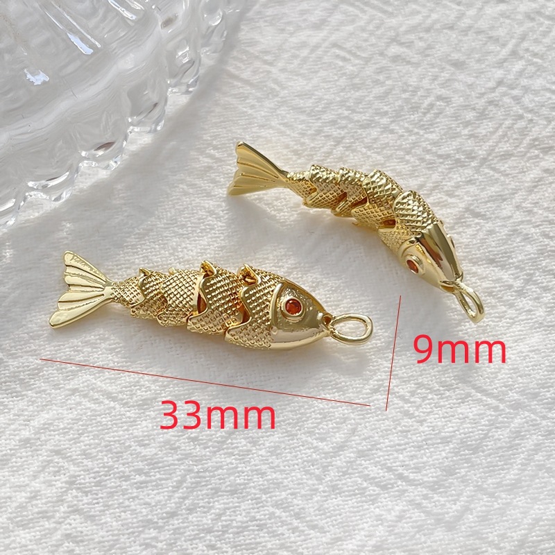 Plating Design 1 Piece Copper Fish Pendant Earring Findings DIY Jewelry Accessories Bracelets Necklace