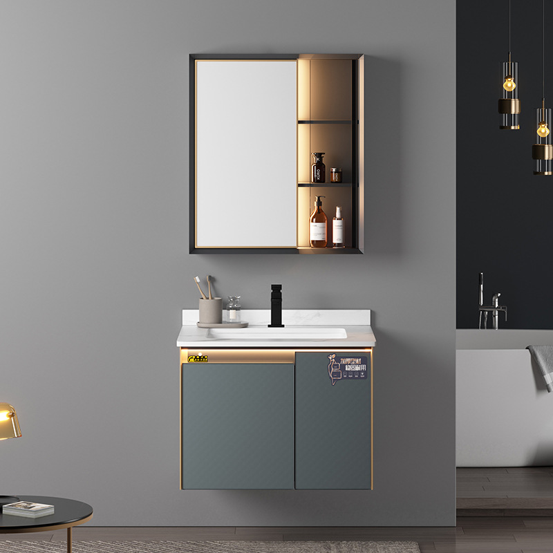 Lavabo combinación integrado lavabo de cerámica gabinete de baño mesa de lavado inodoro lavabo moderno espacio de aluminio mueble de baño