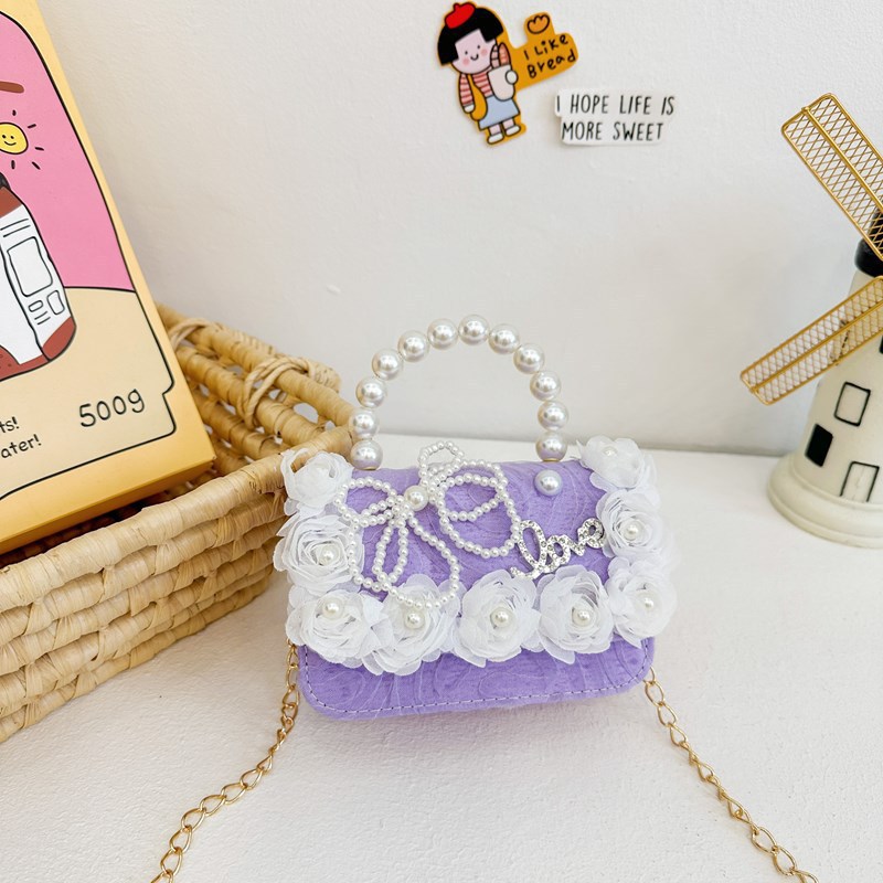 Nuevo bolso infantil súper lindo, niña pequeña, bolsa de perlas, chica encantadora, princesa encantadora, viento de encaje