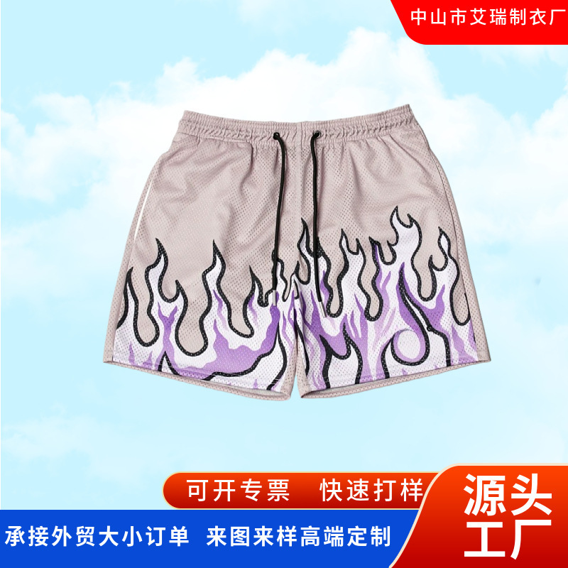 Factory Customized Export Shorts Sports Digital Printed Hole Cloth Breathable Quick-Drying Loose Training Fitness Running Basketball Pants