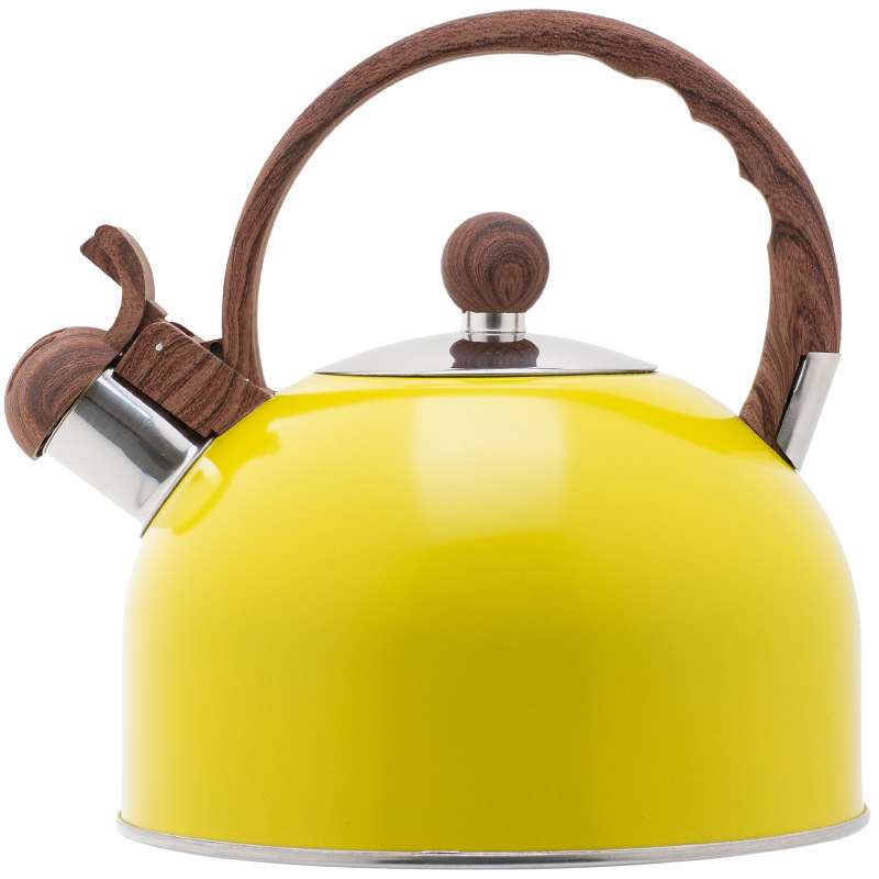 Amarillo hervidor de silbato de acero inoxidable 2,5 lwhistle olla Amazon color-pulverización silbato hervidor de agua de sonido