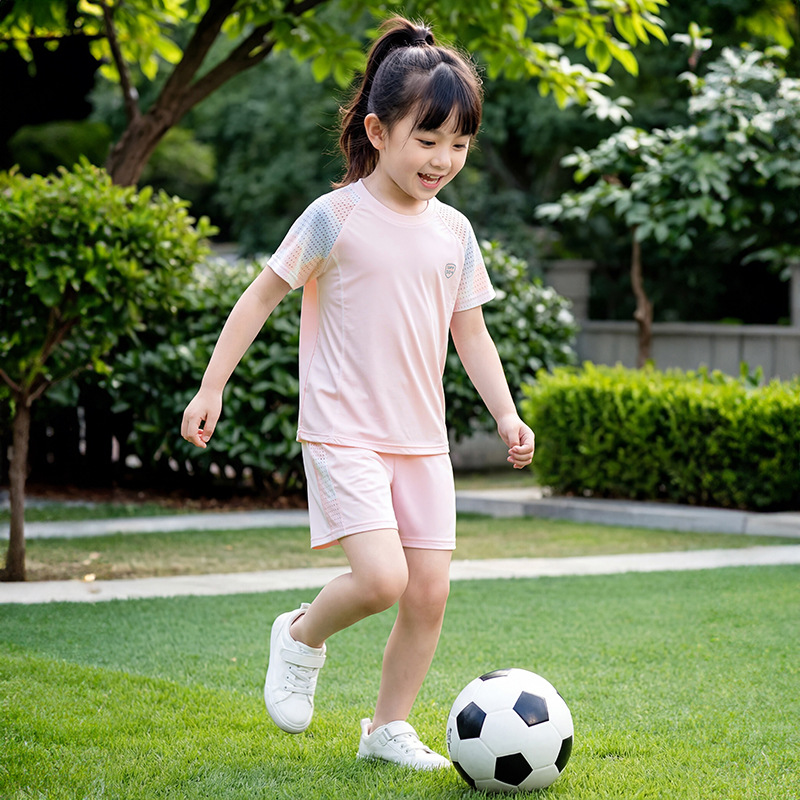 Nuevo conjunto de malla de niños secado rápido, traje deportivo para hombres y mujeres, traje de pantalones cortos de mangas cortas de verano transpirables