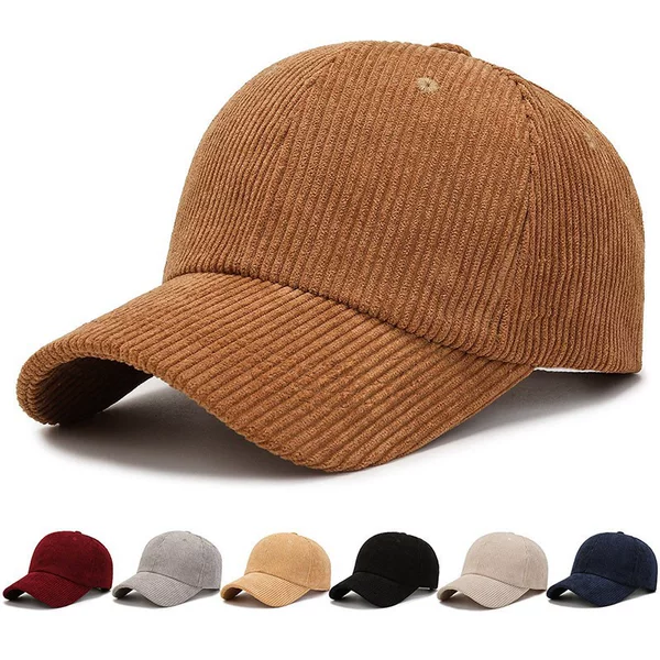 Autumn and Winter Corduroy Baseball Cap for Men and Women, Solid Color Warm Hat, Spring and Autumn Cold-Proof Corduroy Duckbill Cap, Trendy Cross-Border Fashion
