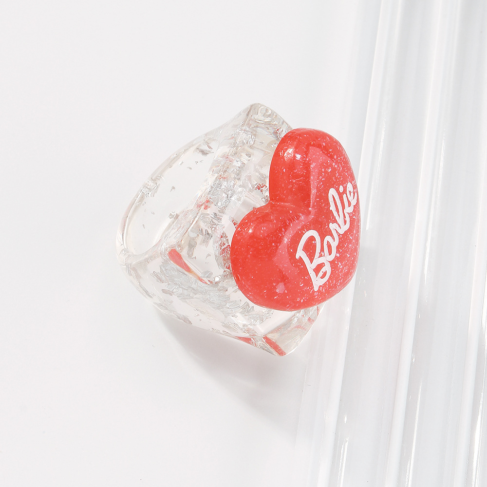 Simple Candy Color Heart Letter Resin Ring Wholesale Nihaojewelry display picture 12