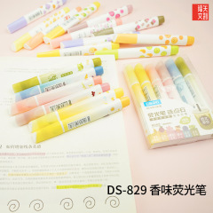 Stone Triangle Fluorescent Marker Pen Fragrance Color Multi-color Highlight Marking Pen for Primary School Students DS-829