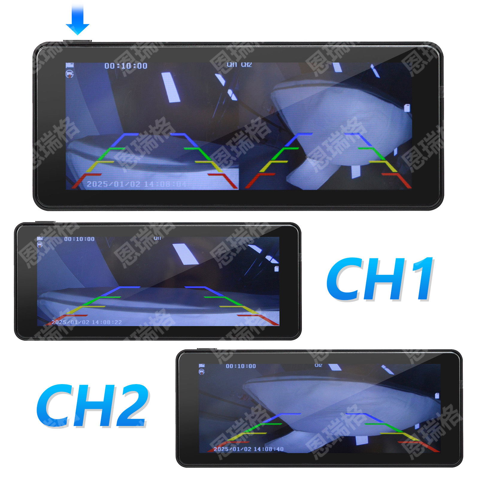 Hd Car Display 6.86inch Dvr Reversing Display Screen 2 Split with Two Brackets