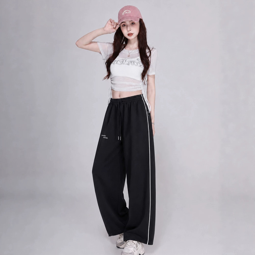爵士舞休闲套装女夏季烫钻短款上衣阔腿裤显瘦街舞hiphop练功服