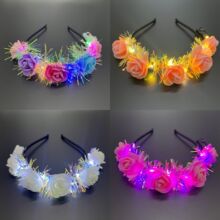 彩丝花环新款闪光头饰发光花环新娘头饰厂家批发