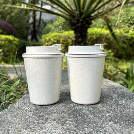 热销欧美环保咖啡杯 再生材料麦秸秆双层防烫咖啡杯 礼品塑料杯
